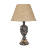 Distressed Black Wood Table Lamp With Shade (Bulb Included) - The Decor Mart 