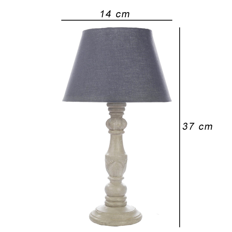 Antique White Wood Table Lamp With Shade (Bulb Included) - The Decor Mart 