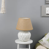 Distressed White Pot Table Lamp With Shade (Bulb Included) - The Decor Mart 