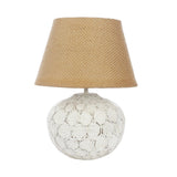 Distressed White Pot Table Lamp With Shade (Bulb Included) - The Decor Mart 