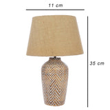 The Decor Mart Hand Carved Antique Wooden Table Lamp With Shades (Includes Bulb) - The Decor Mart 