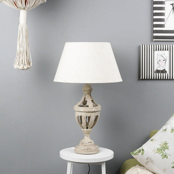 The Decor Mart Antique Hand Crafted Beige Table Lamp With Shades (Includes Bulb) - The Decor Mart 