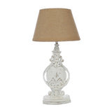 Carved White Wood Table Lamp With Shade (Bulb Included) - The Decor Mart 