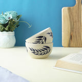 Blue Leaf Ceramic Bowl- Set of 2