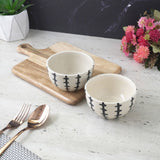 Black Striped Ceramic Bowl- Set of 2