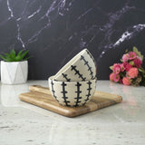 Black Striped Ceramic Bowl- Set of 2