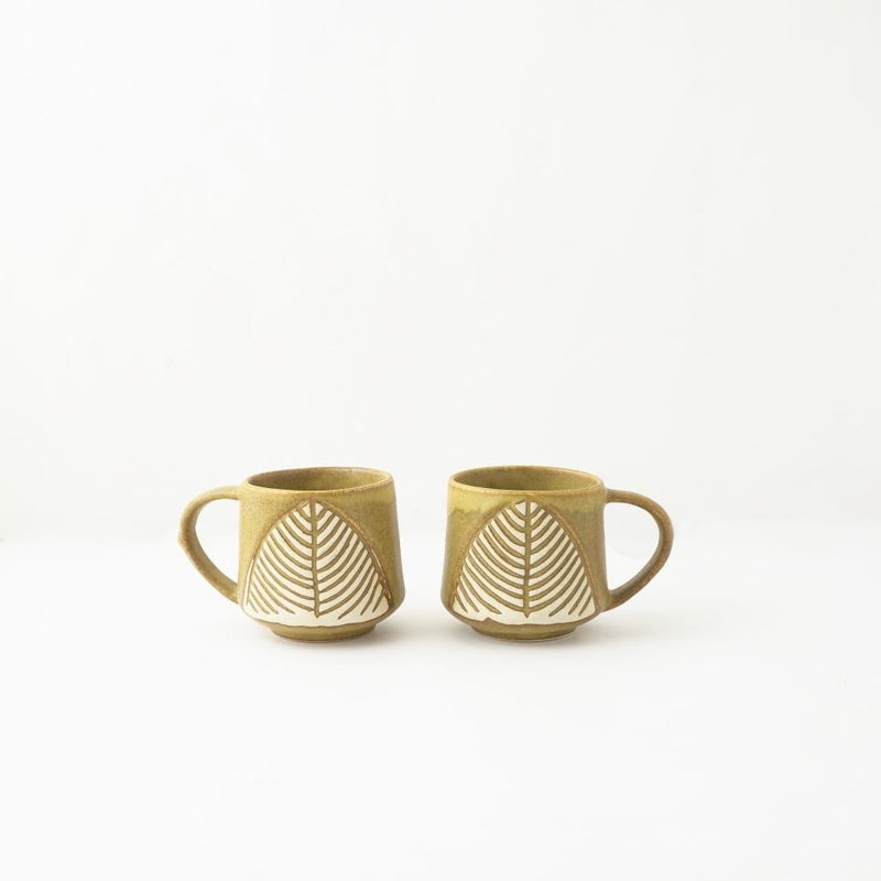 Ceramic Matte Leaf Cups- Set of 4 (Brown)