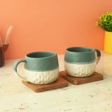 Sage Matte Finished Ceramic Cups- Set of 4