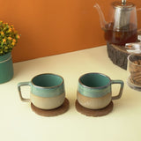 Rustic Green Ceramic Cups- Set of 2