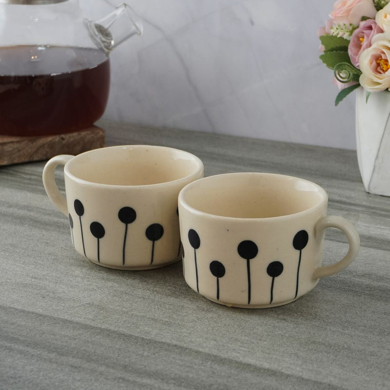 Ceramic Boho Tea Cups- Set of 4