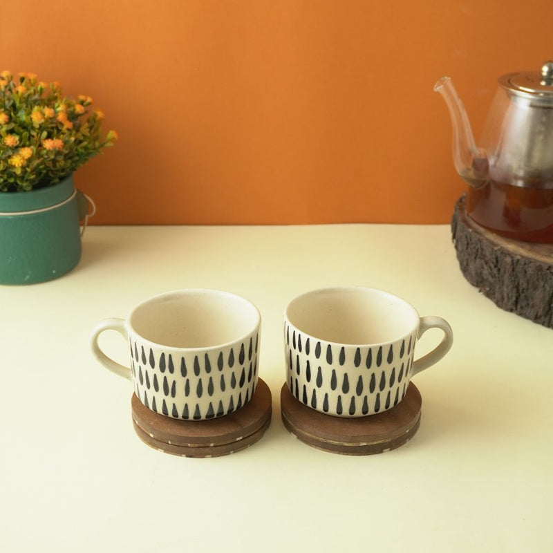 Bohemian Ceramic Tea Cups-Set of 4