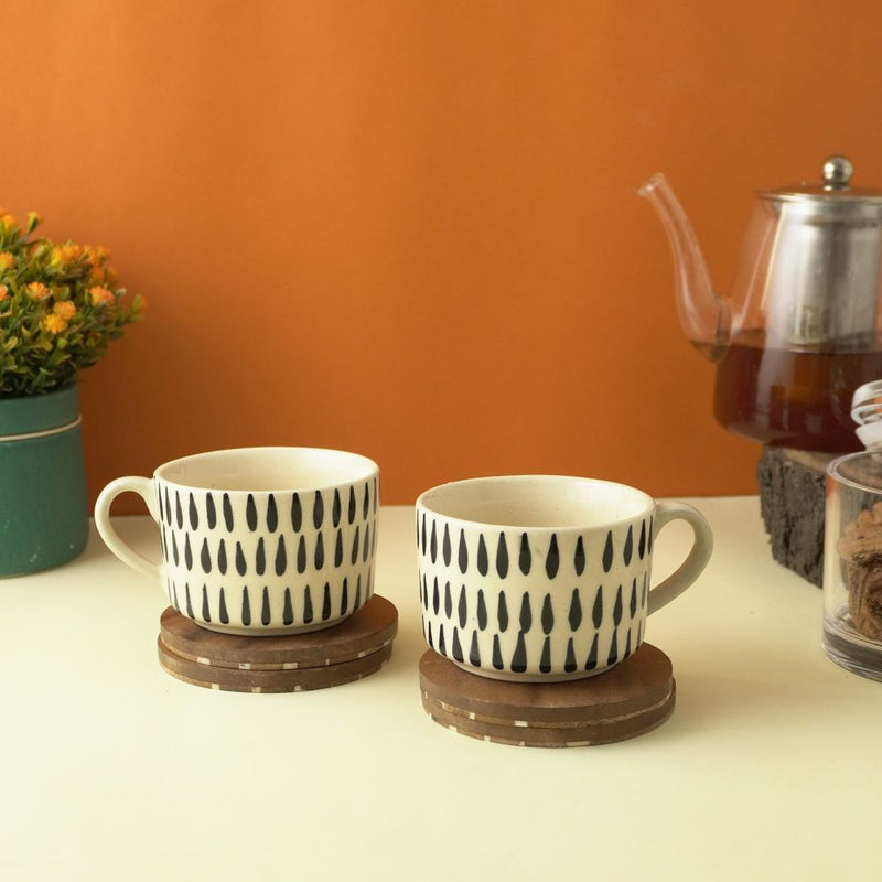 Bohemian Ceramic Tea Cups-Set of 4