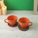 Orange Cappuccino Ceramic Cups- Set of 2