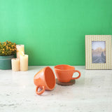Orange Cappuccino Ceramic Cups- Set of 4