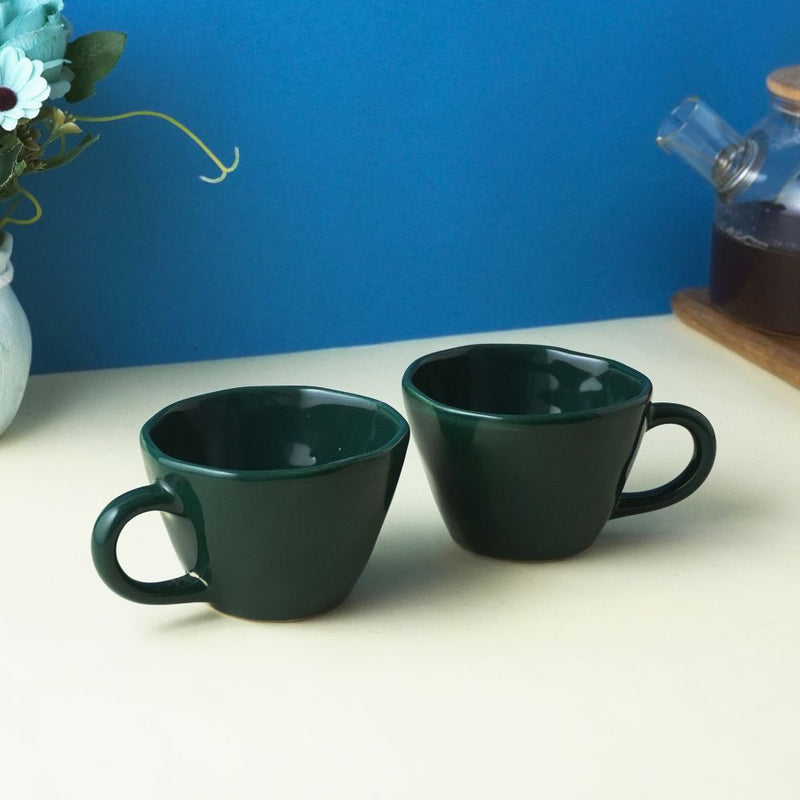 Green Cappuccino Ceramic Cups- Set of 4