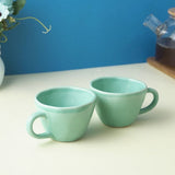 Sea Green Cappuccino Ceramic Cups- Set of 4