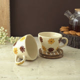 Flower Ceramic Coffee Mug- Set of 2