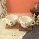 Half Faced Bohemic Ceramic Cup- Set of 2