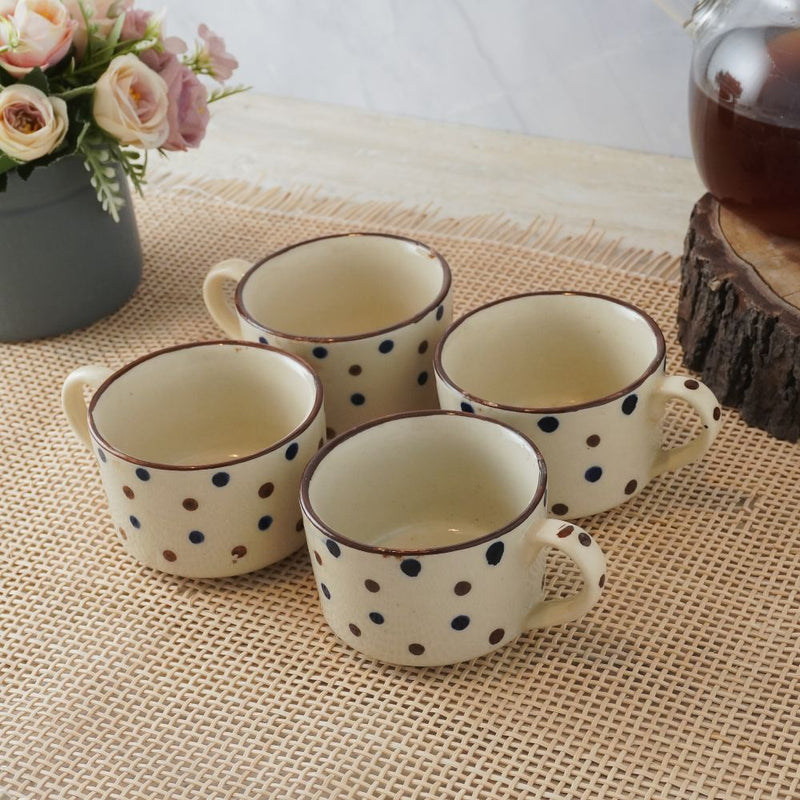 Polka Dot Ceramic Cup- Set of 4