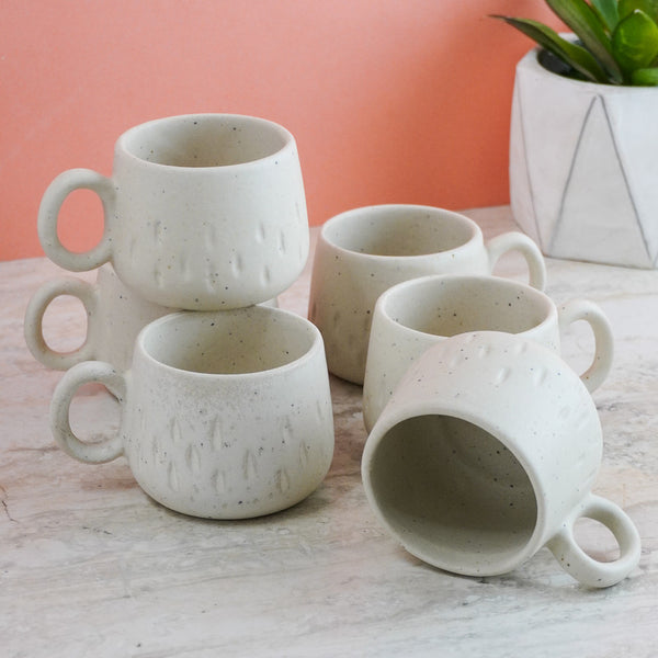 White Luxe Tea Cups- Set of 6