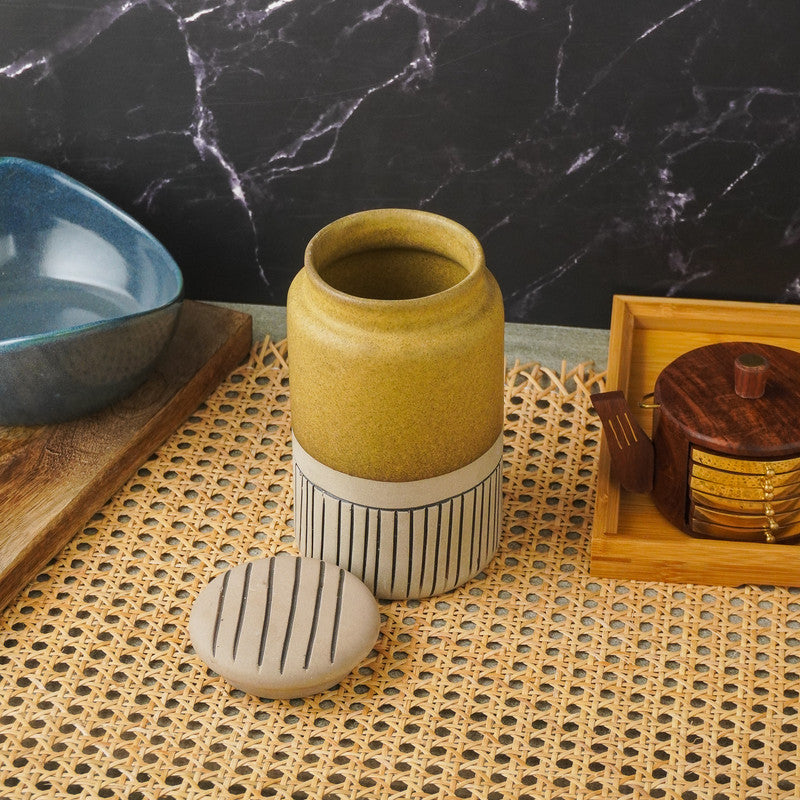 Ceramic Semi-Glazed Storage Jar- Large (Beige)