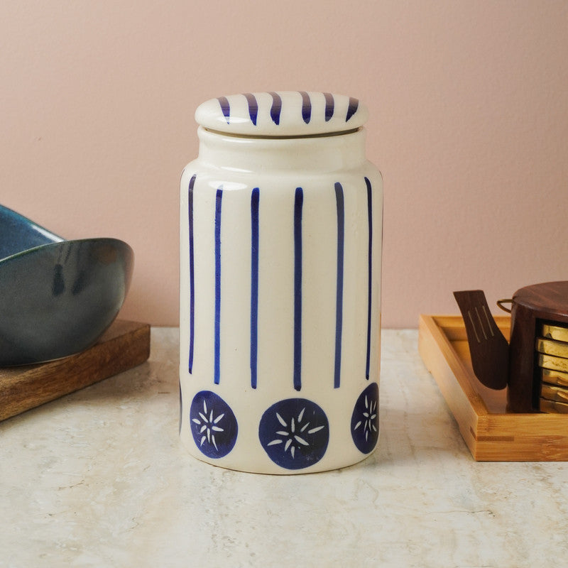 Bohemian Ceramic Storage Jar- Large