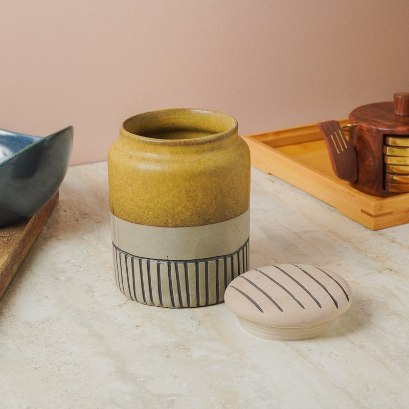 Ceramic Semi-Glazed Storage Jar- Small (Beige)