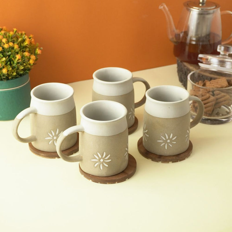 Floral Dip Matte Ceramic Mug- Set of 2