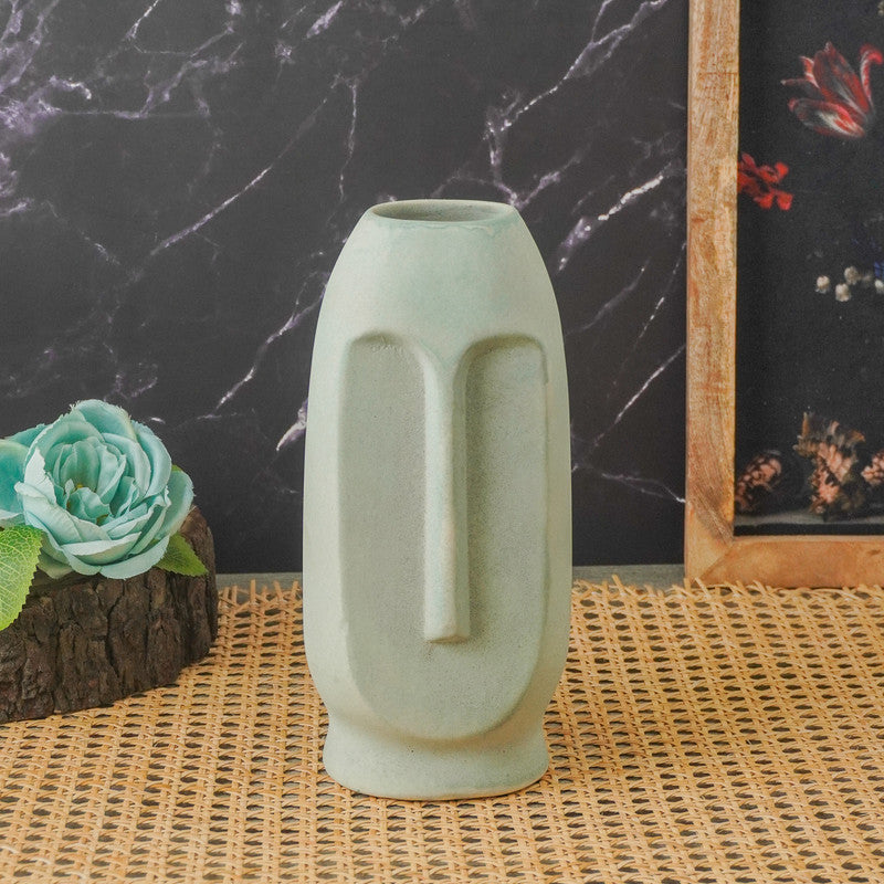Ceramic Face Vase- Blue