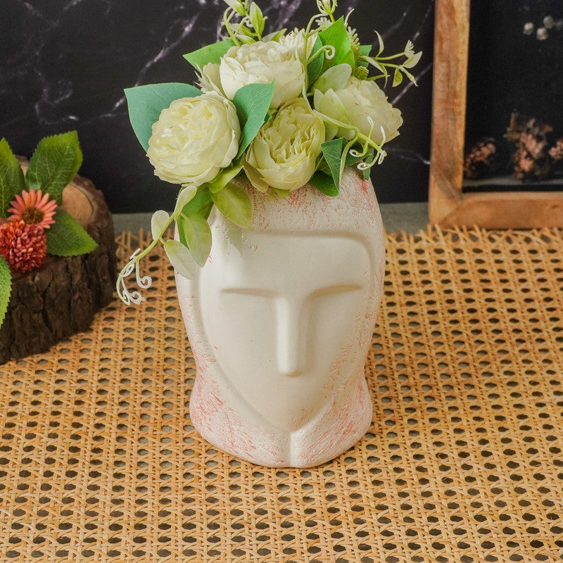 Dual-Shade Lady Face Ceramic Vase- (Pink)