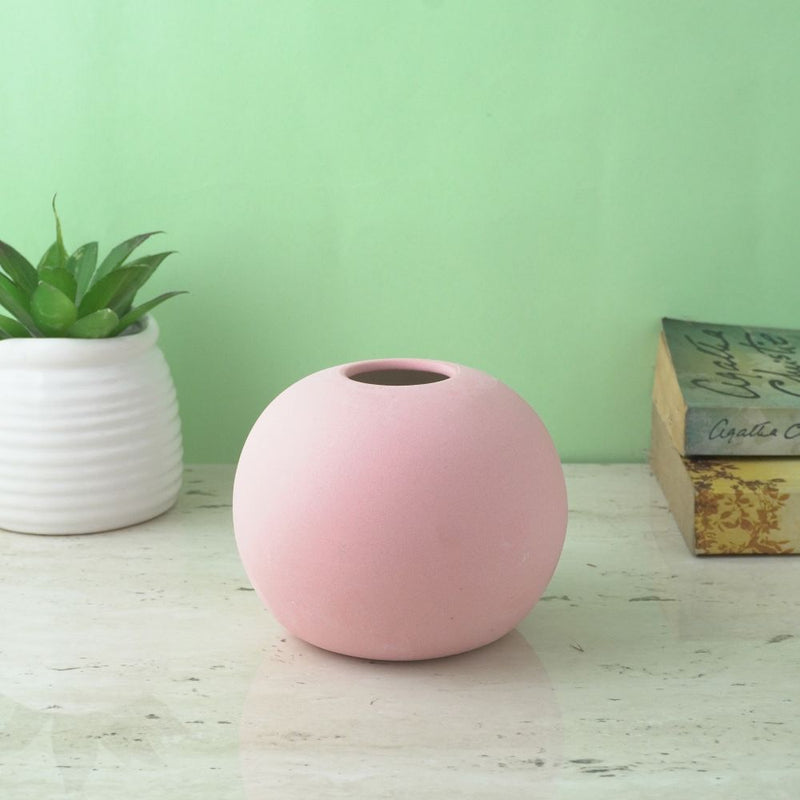 Modern Globe Ceramic Vase- Pink
