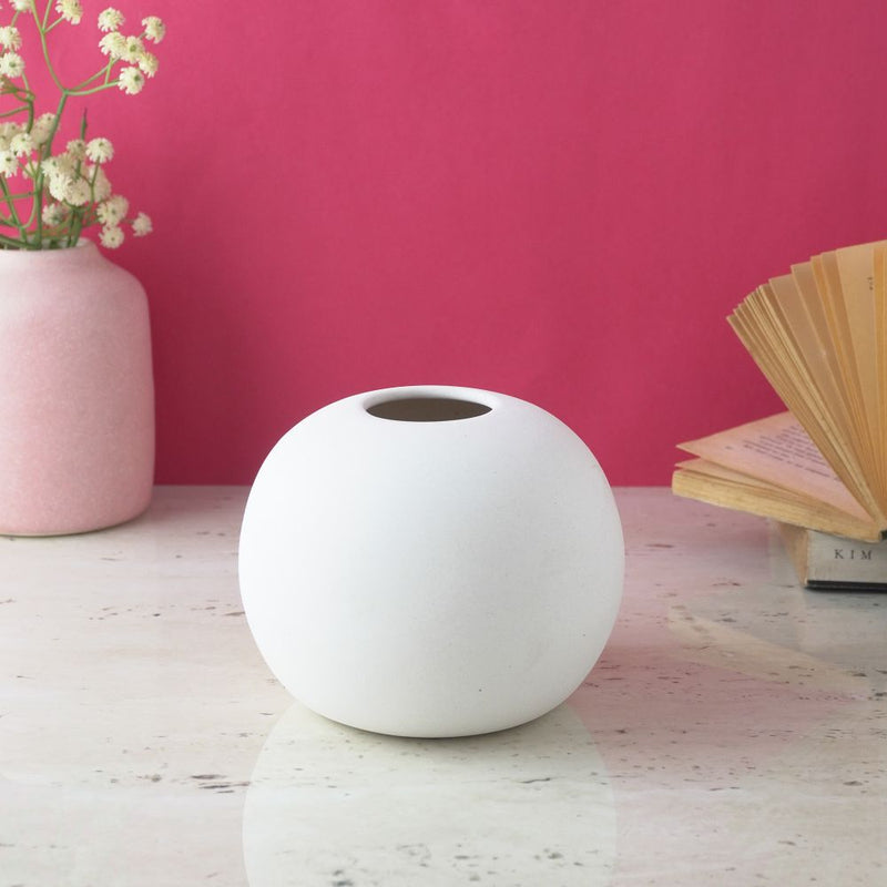 Modern Globe Ceramic Vase- White