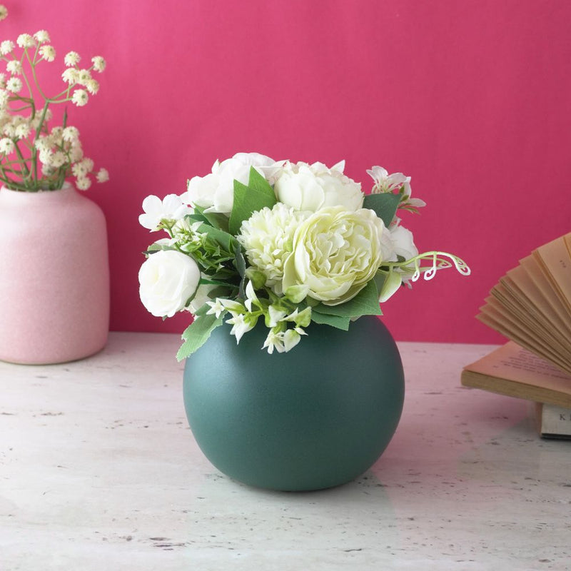 Modern Globe Ceramic Vase- Green