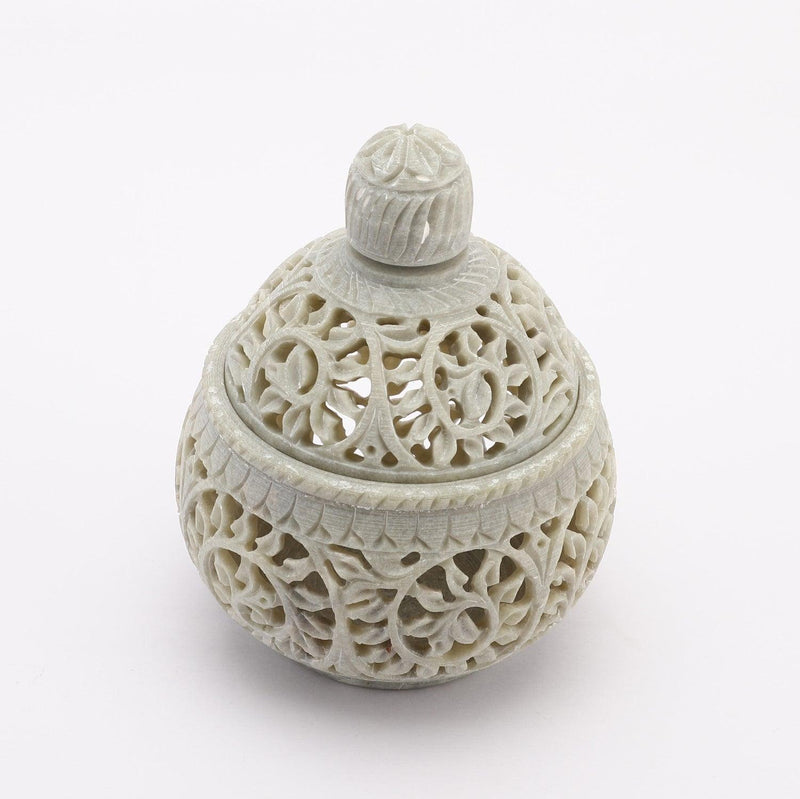 The Decor Mart Marble Soapstone Tea Light Candle Holder Handi Shape. (4*4*4 cms) - The Decor Mart 