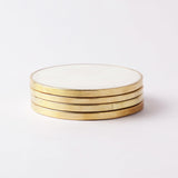 Gold Rim Marble Coaster- White (Set of 4) - The Decor Mart 