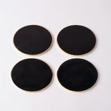 Gold Rim Marble Coaster- Black (Set of 4) - The Decor Mart 