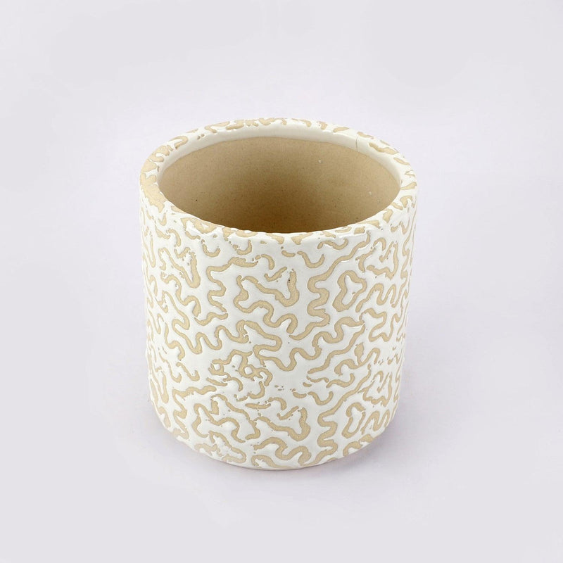 Ceramic Labyrinth   Planter  White (Set of  3) - The Decor Mart 