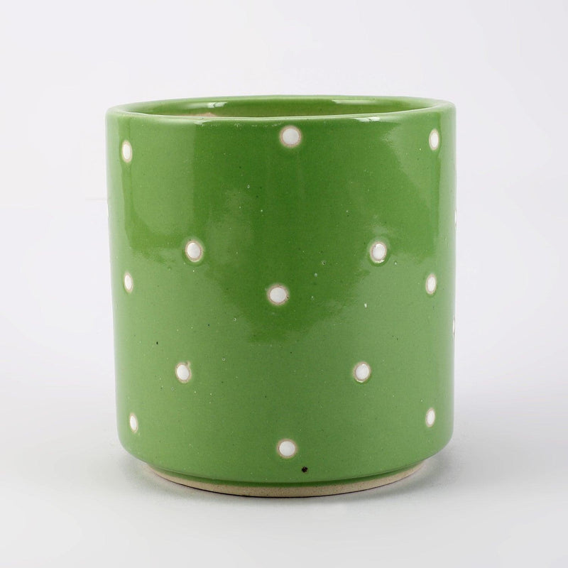 Ceramic Polka Dot   Planter- Sage - The Decor Mart 