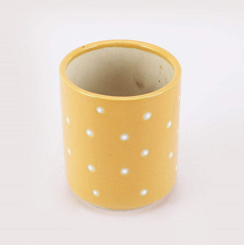Ceramic Polka Dot Planter- Yellow (Set of 2) - The Decor Mart 