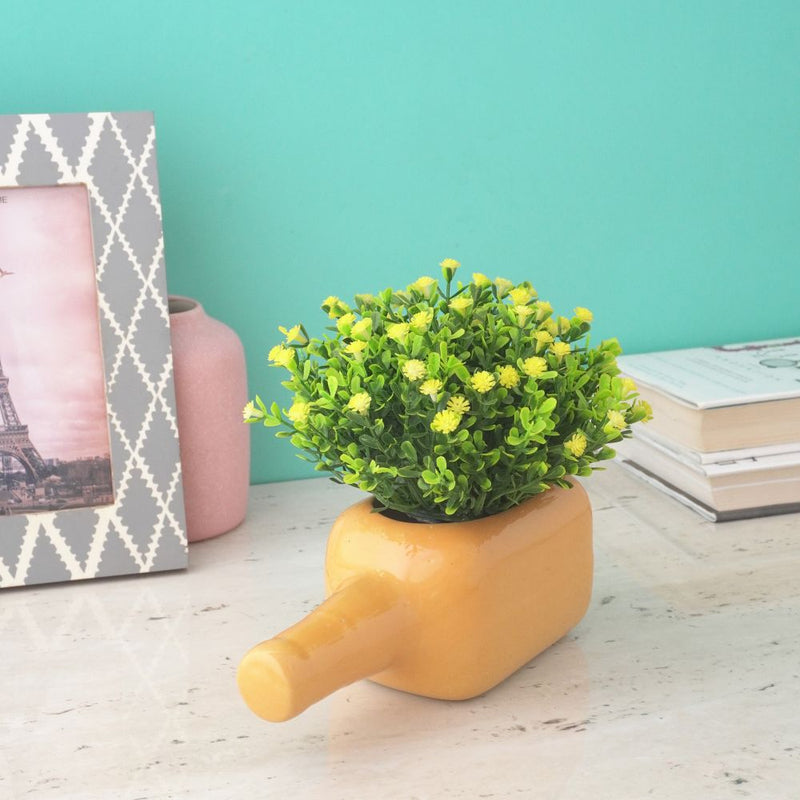 Yellow Slanting Bottle Planter