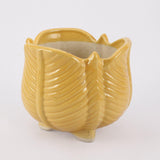 Ceramic Sculpted Petal Planter Yellow (Set  Of 2) - The Decor Mart 