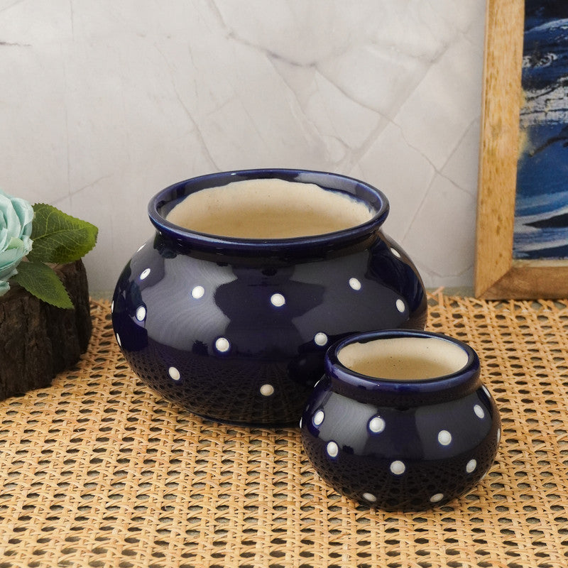 Modern Matka Ceramic Planter- Blue