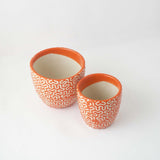 Zig-Zag Orange Ceramic Planter