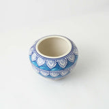 Worli Art Round Ceramic Planter- Blue