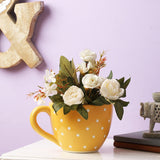 Polka  Ceramic Flower Pot-Yellow - The Decor Mart 