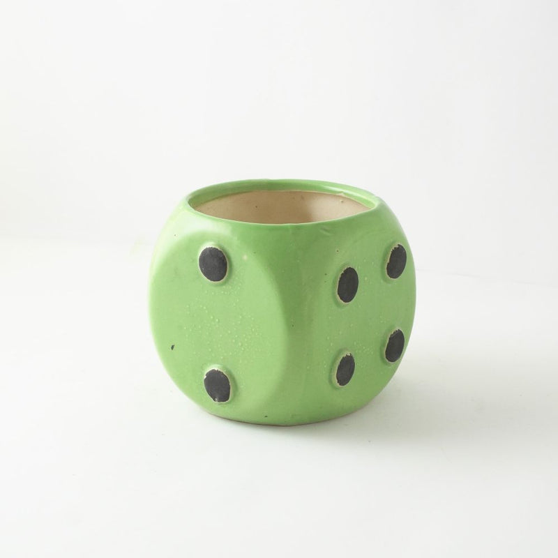 Dice Ceramic Planter- Green