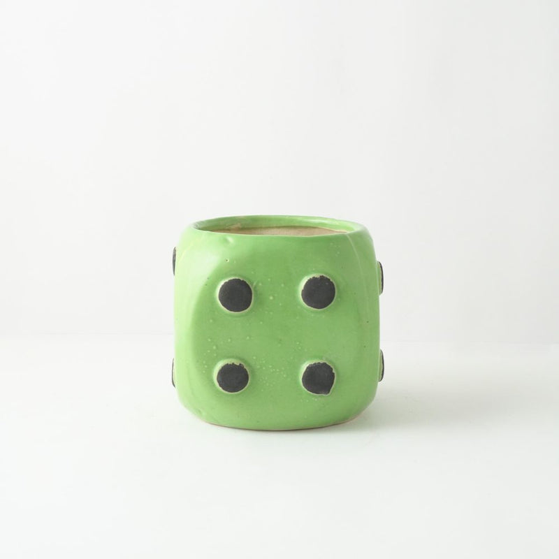 Dice Ceramic Planter- Green