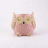 Ceramic Owl Planter- Pink - The Decor Mart 