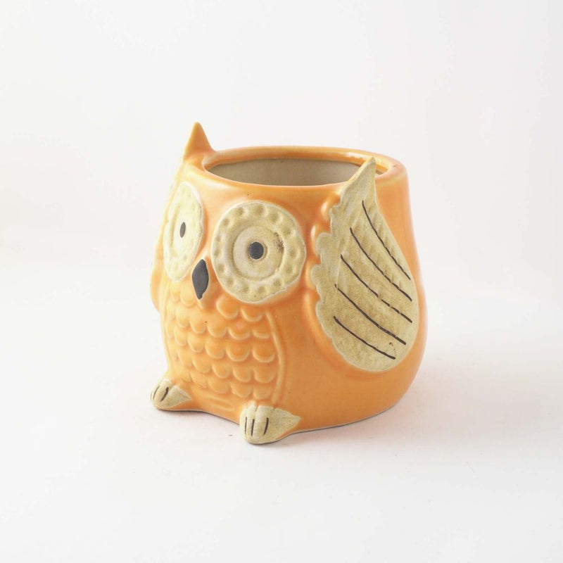 Ceramic Owl Planter- Orange