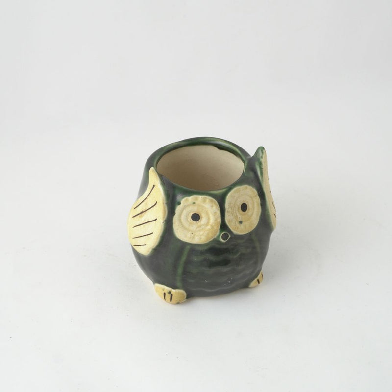 Ceramic Owl Planter- Green 